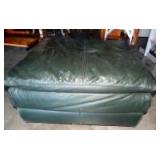 11 - BIG GREEN LEATHER OTTOMAN