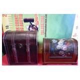 11 - PAIR OF WOOD PAINTED CARRYING CADDIES