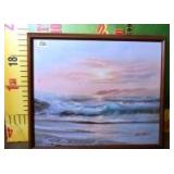 11 - FRAMED OCEAN WAVES PAINTING