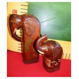11 - PAIR OF WOOD PAINTED ELEPHANTS