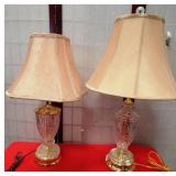 11 - PAIR OF CLEAR BOTTOM TABLE LAMPS