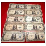 51 - 10 SILVER $1 CERTIFICATES