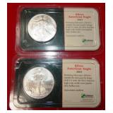 51 - 2 UNCIRCULATED SILVER EAGLES