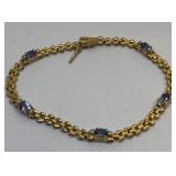 H105 14KT YELLOW GOLD TANZANITE AND DIAMOND