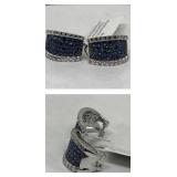 H594 14KT WHITE GOLD SAPPHIRE AND DIAMOND EARRINGS