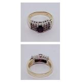 H634 14KT YELLOW GOLD RUBY AND DIAMOND RING