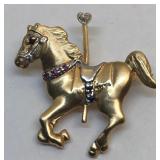 H118 14KT YELLOW GOLD CAROUSEL HORSE WITH