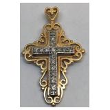 H120 14KT YELLOW GOLD DIAMOND CROSS 4.1GRS