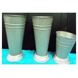 43 - 3 WMC NEW GALVANIZED VASES OR PLANTERS