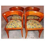 11 - 4 SEAT PADDED WOOD CHAIRS