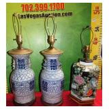 11 - 3 DECORATIVE CERAMIC SHADLESS TABLE LAMPS