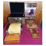 11 - LOT OF WOODEN STORAGE BOXES & MORE