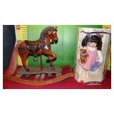 11 - PORCELAIN DOLL & ROCKING HORSE