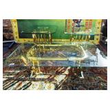 42 - NEW WMC BRASS/GLASS COFFEE & END TABLES