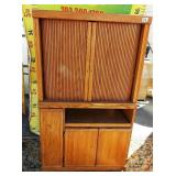 42 - LIKE NEW SOLID WOOD ENTERTAINMENT CENTER