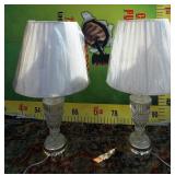 42 - PAIR OF NEW TABLE LAMPS PLASTIC ON SHADES