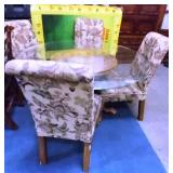 11 - ARMLESS FABRIC CHAIRS KITCHEN TABLE