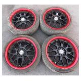 326 - 4 TIRES W/ VERY COOL RED RIMS