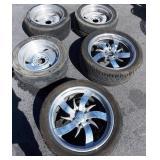 326 - 5 TIRES W/ MIXED SILVER TONED RIMS