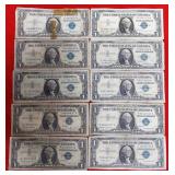 50 - TEN $1 SILVER CERTIFICATES