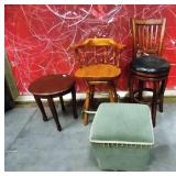 11 - ODD LOT OF CHAIRS TABLE & STOOL & MORE