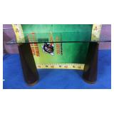 11 - NEW WMC MODERN GLASS TOP ACCENT TABLE