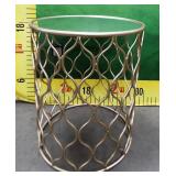 43 - METAL MIRRORED ACCENT TABLE $148