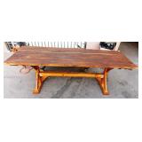 43 - LONG SOLID WOODEN PICNIC TABLE