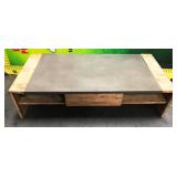 43 - SLEEK LOW WOODEN DRAWERED COFFEE TBL