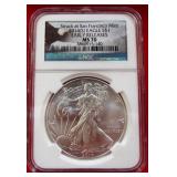 50 - MS-70 2014 S STRUCK EARLY SILVER $1 EAGLE