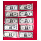 50 - 10 $1 SILVER CERTIFICATES