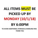 PLEASE PICK UP ITEMS BETWEEN 9:00AM