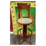 324 - TALL WOOD WICKER BAR STOOL