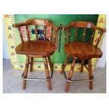 100 - SET OF 2 WOOD CHAIRS W/FOOT RESTS