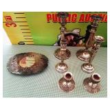 100 - LOT OF PLATED CANDLE STICKS