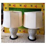100 - PATTERNED SHADED PAIR DESK LAMPS