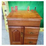 200 - SOLID WOOD CABINET W/ MEDIA CONTENTS
