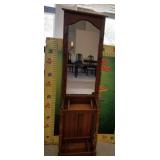 200 - TALL WOOD MIRRORED HOOKED CABINET