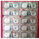 50 - 10 SILVER CERTIFICATES