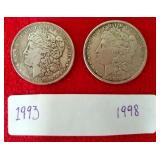 50 - 1893 & 1898 MORGAN SILVER $1s