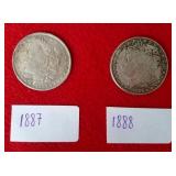 50 - 1887 & 1888 MORGAN SILVER $1s