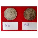 50 - 1886 & 1887 MORGAN SILVER $1s