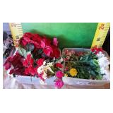 600 - TWO PLASTIC TUBS OF FLORAL DECOR ITEMS