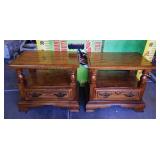 600 - PAIR OF MATCHING END TABLES WITH DRAWERS