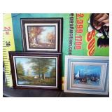 600 - LOT OF 3 FRAMED CANVAS PAINTIINGS