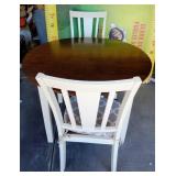 600 - ROUND DROP LEAF TABLE AND 2 CHAIRS
