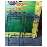 600 - PAIR OF SQUARE TOPS METAL PLANTSTANDS