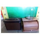 600 - BREAD BOX, SUITCASE  & GLASS DOME CASE