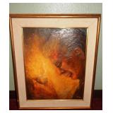 11 - MAN HOLDING CANDLE FRAMED PAINTING