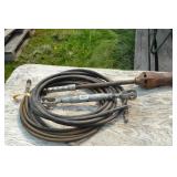 Two air hoses half inch one propane, torch,